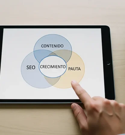 diagrama de una estrategia de marketing integrada que une SEO y contenido