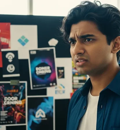 empresario preocupado por los errores de branding y la falta de una identidad de marca coherente